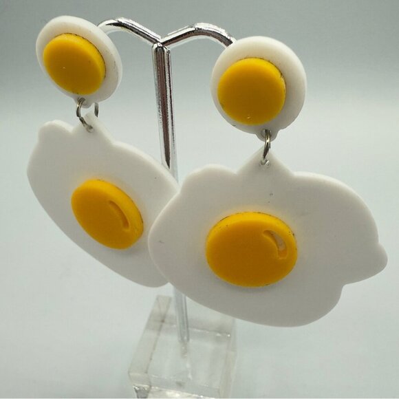 Fried Egg Earrings - Pierced Acrylic Earrings - Picture 5 of 8